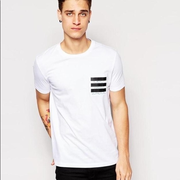 Asos tee city typo with striped pocket sz s NWOT - Picture 4 of 5